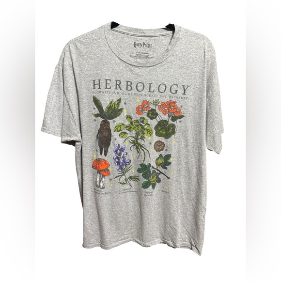 Harry Potter Men’s Gray Herbology Tee T-shirt Sz L - Picture 1 of 7